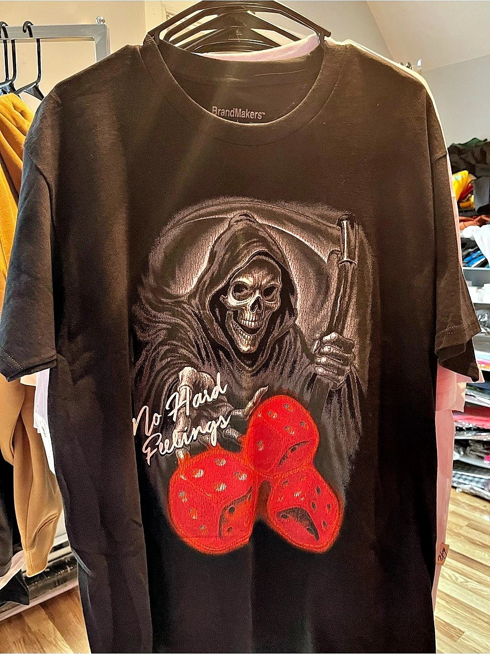 BrandMakers No Hard Feelings Grim Reaper Dice T-Shirt Black & Red